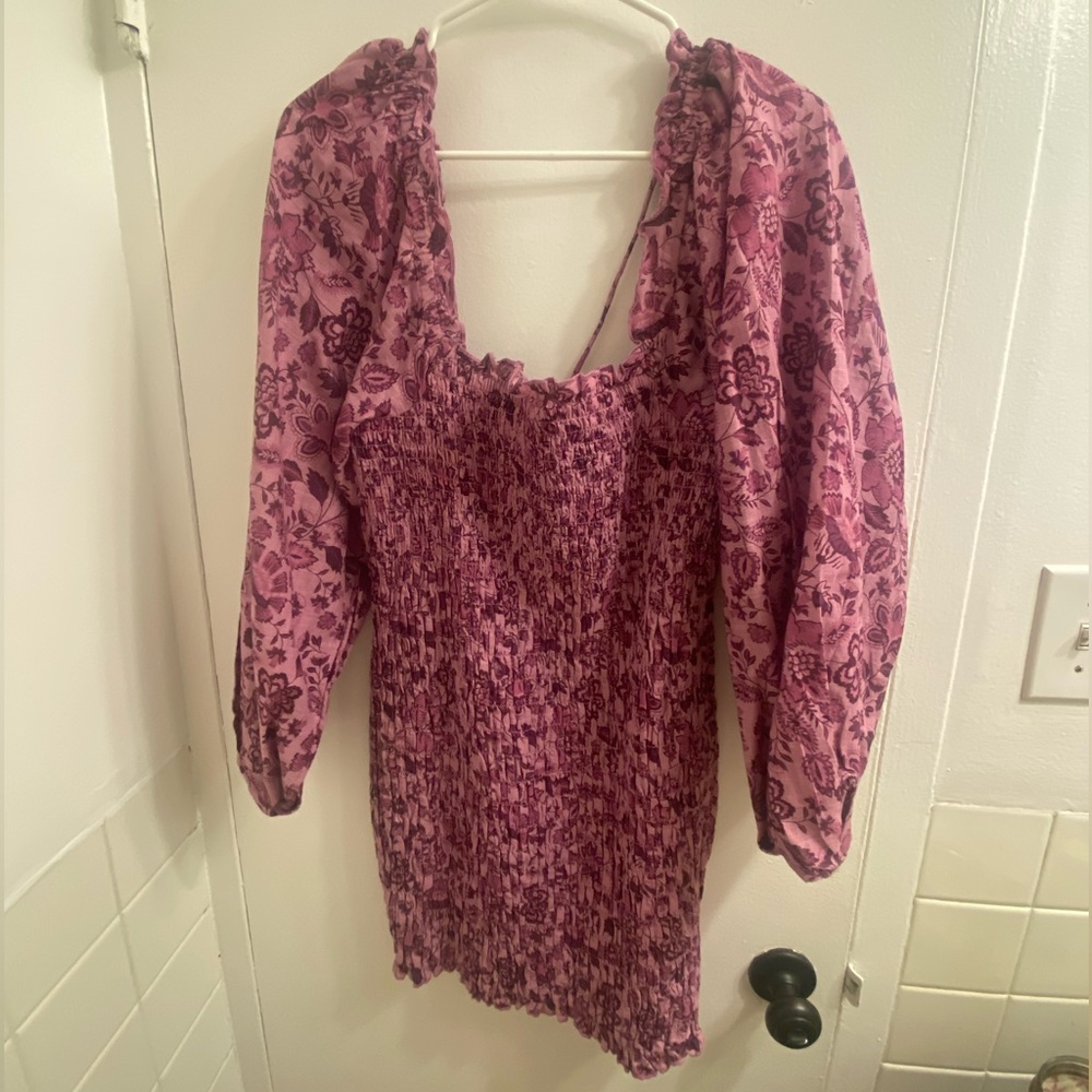 NWT Free People Azalea Combo Balloon Sleeve Mini Dress - Picture 2 of 7